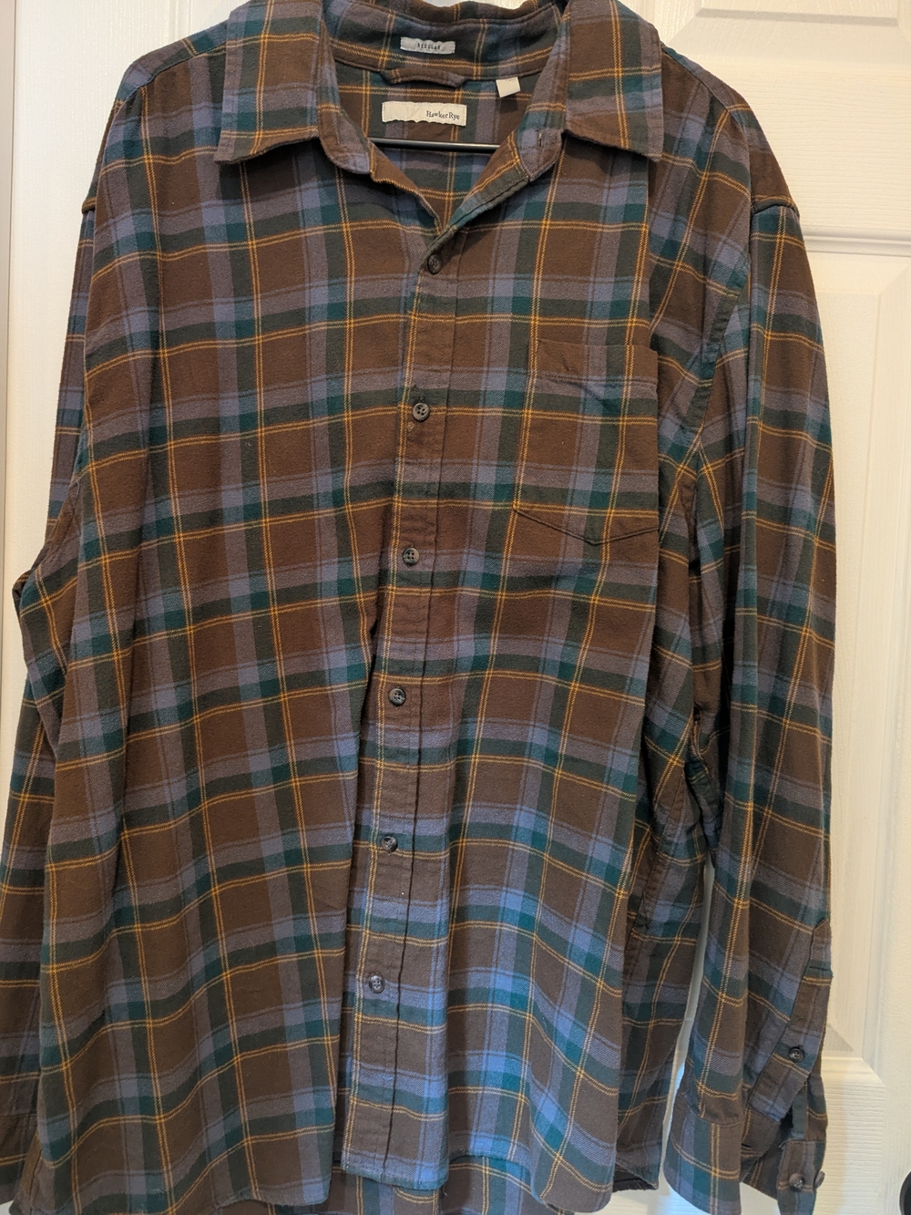 Men's 💯% Brown & Blue Plaid Button-Down Shirt by Stafford